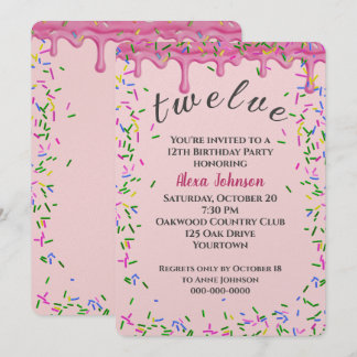 12. Geburtstag rosa Icing und Sprinkles Einladung