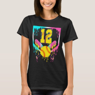 12. Geburtstag Softll Home Plate Drip Eiscreme 12 T-Shirt