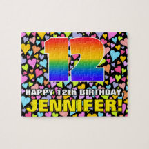 12. Geburtstag — Spaß, Liebende Herzformen + "12"