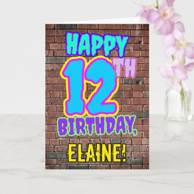 12. Geburtstag - Spaß, Urban Graffiti Inspiriert L Karte (Orchidee)