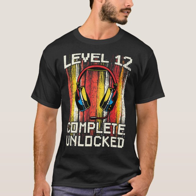 12. Geburtstag Videospielerlevel 12 Vollständige E T-Shirt (Vorderseite)