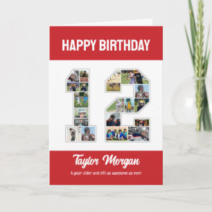12. Geburtstagsfeier 12. FotoCollage Karte