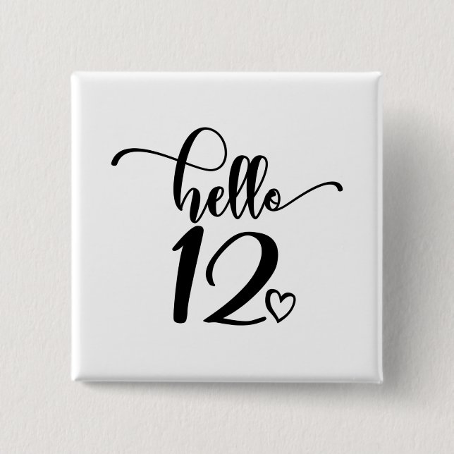 12. Geburtstagsmarinen Hallo 12 Niedlich 12 Jahre  Button (Vorderseite)