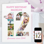 12. Geburtstagsnummer 12 Rosa Foto Collage Card Karte<br><div class="desc">Personalisierte 12. Geburtstagskarte mit Foto-Collage in Form der Nummer 12. Die Vorlage ist für Sie Set, um Ihre Bilder hinzuzufügen, die in einem Portrait, Landschaft und quadratischen Formaten angezeigt werden, um Ihnen viel Unterricht in Ihren bevorzugten Fotos zu geben. Sie können auch den Text vorne und innen bearbeiten, sodass Sie...</div>