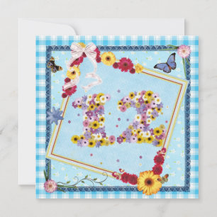 12. Geburtstagsparty Einladung Blume, Schmetterlin