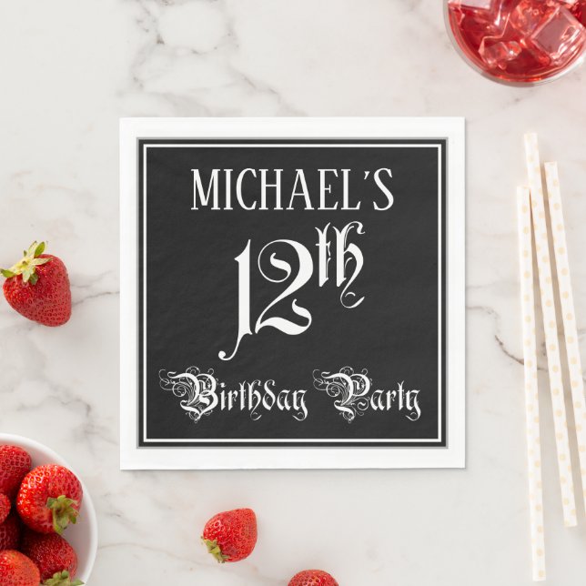 12. Geburtstagsparty — Extravagantes Script + Indi Serviette (Beispiel)