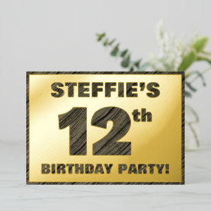 12. Geburtstagsparty — Fett, Imitate Holzkörner Te Folieneinladung