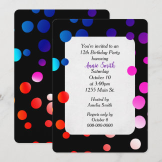 12. Geburtstagsparty Rainbow Dots Einladung