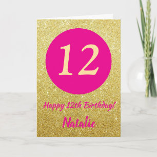 12. Glückwunsch zum Geburtstag Hot Pink und Gold G Karte