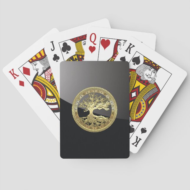 [12] Goldener keltischer Baum des Lebens Spielkarten (Rückseite)