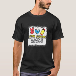 12. Grade Rock Back to School Peace Heart Teacher T-Shirt