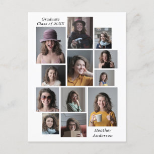12 Graduate Name Class of 2023 Foto Collage Ankündigungspostkarte