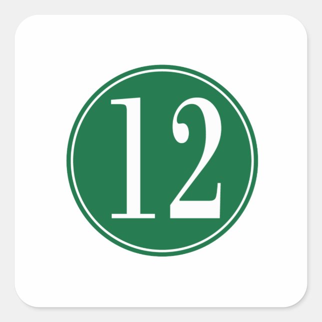 12 Grüner Kreis Quadratischer Aufkleber (Vorderseite)