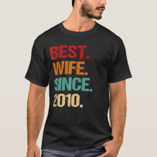 12. Hochzeitstag Retro Beste Ehefrau seit 2010 T-Shirt