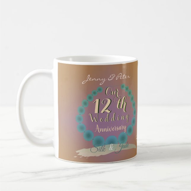12. Hochzeitstag Seide & Jade Kaffeetasse (Links)