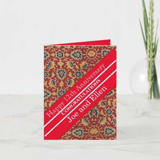 12. Hochzeitstag, Seidenjubiläum Karte (Vorderseite)