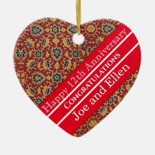 12. Hochzeitstag, Seidenjubiläum Keramik Ornament