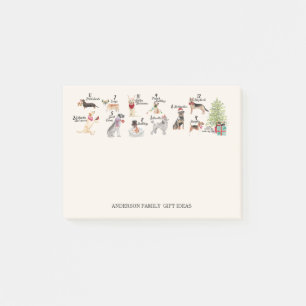 12 Hunde Weihnachten in den Post-it Klebezettel