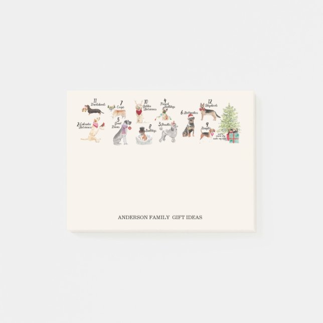 12 Hunde Weihnachten in den Post-it Klebezettel (Vorderseite)