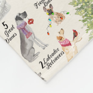 12 Hunde Weihnachten in der knuddeligen Fleecedecke