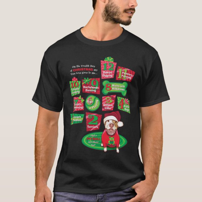 12 Hunde Weihnachten T-Shirt (Vorderseite)