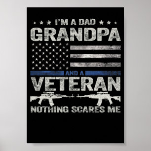 12 Ich bin ein Vater Großvater Veteran Shirt Vinta Poster