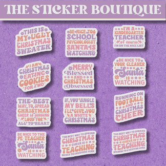 12 in einem festlichen Niedlichen Retro-Weihnachts Aufkleber