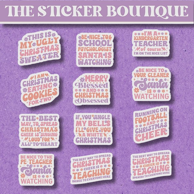 12 in einem festlichen Niedlichen Retro-Weihnachts Aufkleber (Von Creator hochgeladen)