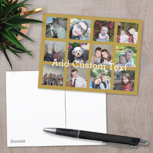 12 Insta-Fotocollage mit goldenem Hintergrund Postkarte