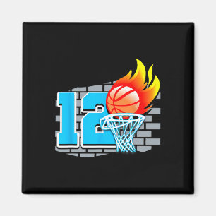 12 Jahre alt 12. Basketball Geburtstagsparty Thema Magnet