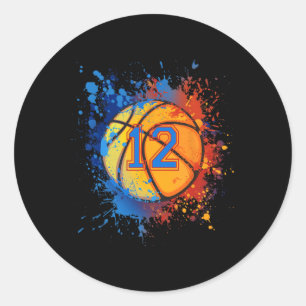 12 Jahre alt 12. Geburtstag Basketball Geschenk fü Runder Aufkleber