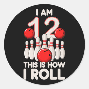 12 Jahre alt Bowling Party 12. Geburtstag ist, wie Runder Aufkleber