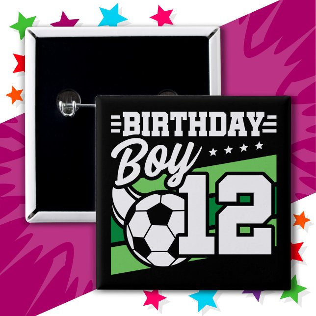 12 Jahre alter Fußball Kinder 12. Geburtstag Junge Button (Von Creator hochgeladen)
