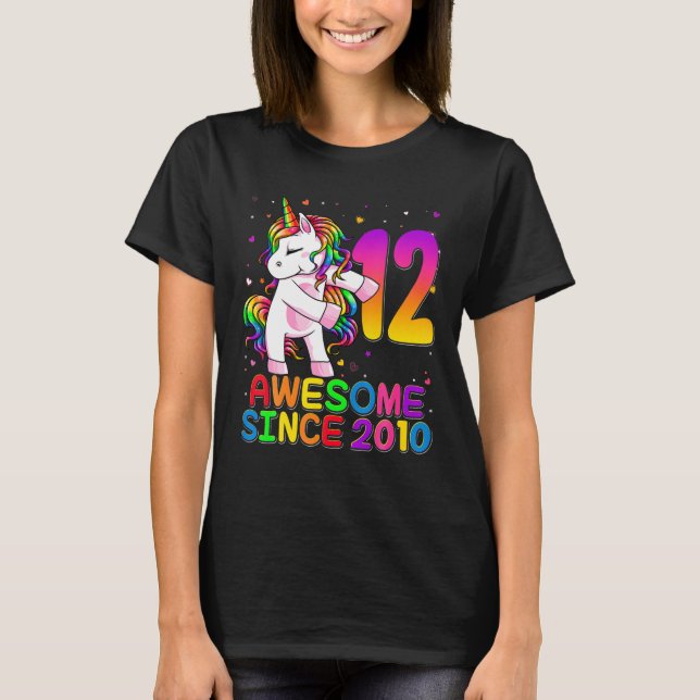 12 Jahre altes Einhorn Flossing 12. Geburtstag Mäd T-Shirt (Vorderseite)