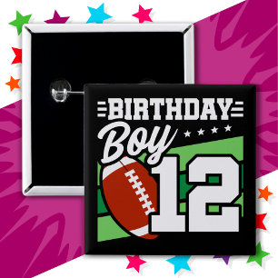 12 Jahre altes Party Thema 12. Geburtstag Junge Button