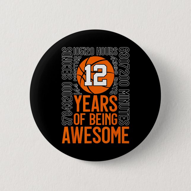 12 Jahre Awesome Sketll 12. Geburtstag  Button (Vorderseite)