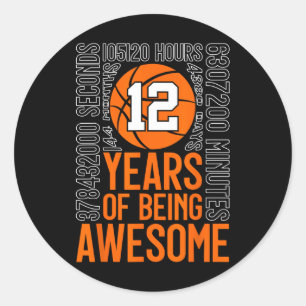 12 Jahre Awesome Sketll 12. Geburtstag Runder Aufkleber