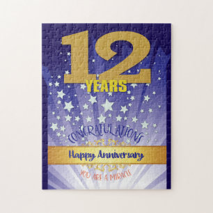 12 Jahre Erholung Jahrestag kühne Zahl Puzzle