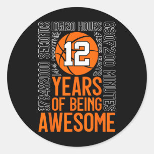 12 Jahre Phantastisch Basketball 12. Geburtstag Runder Aufkleber