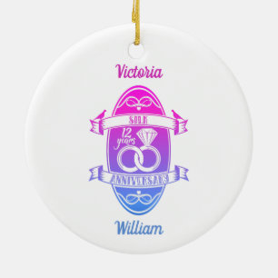 12 Jahre Traditionelles Seide 12. Hochzeitstag Keramik Ornament