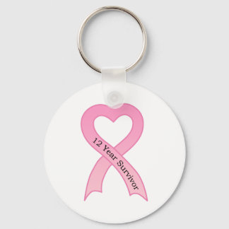 12 Jahre Überleben Rosa Ribbon Schlüsselanhänger