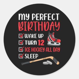 12-jährige Eishockey Geburtstagsparty 12. Boy Bda Runder Aufkleber
