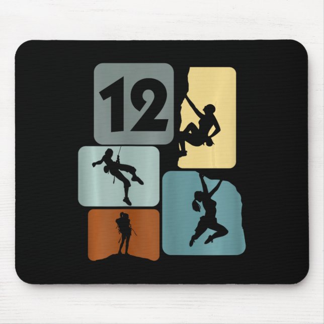 12-jährige Mädchen klettern Bouldering 12. Geburts Mousepad (Vorne)