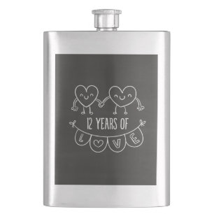 12. Jubiläum Geschenk Chalk Herzen Flachmann