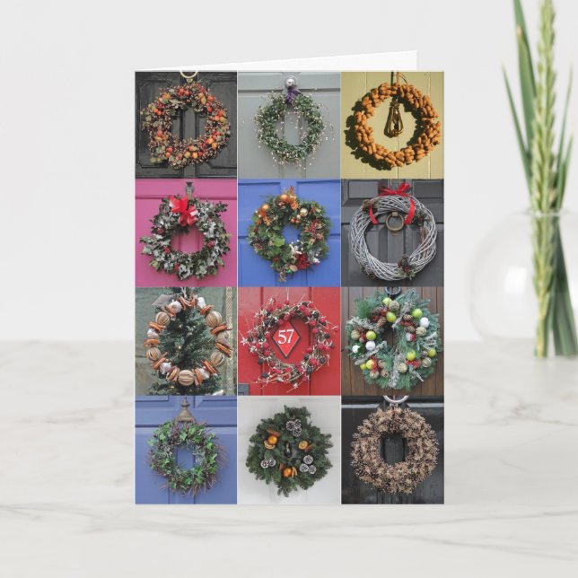 12 Kranz-Weihnachtskarte Feiertagskarte (Vorderseite)