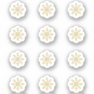 12 Mini Gold Snowflake Stickers Aufkleber