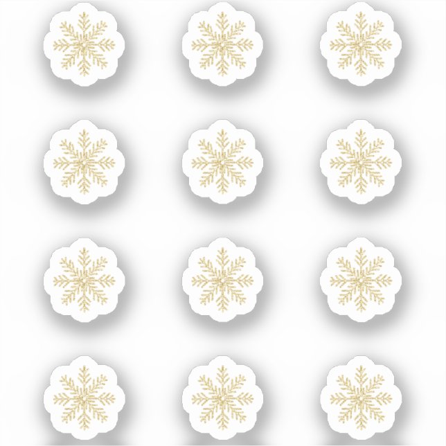 12 Mini Gold Snowflake Stickers Aufkleber (Vorderseite)