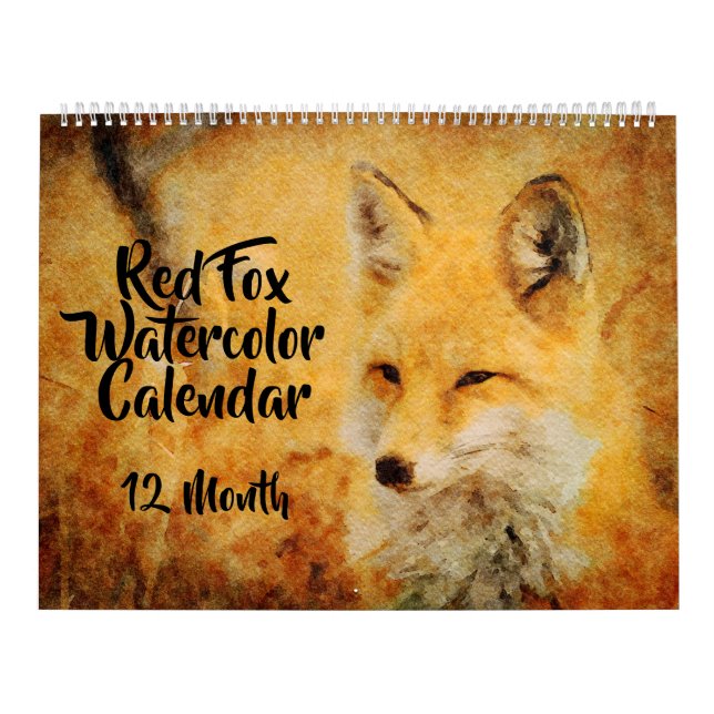 12 Monat - Roter Fox Aquarellbilder Wildlife Kalender (Titelbild)