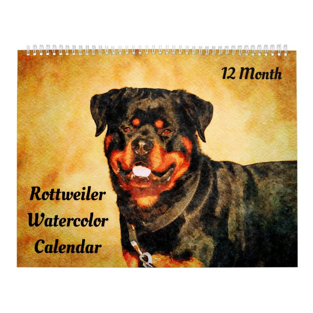 12 Monat Schönes Rottweiler Hunde Wasserfarbengesc Kalender (Titelbild)