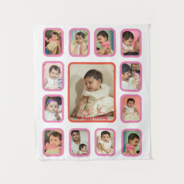 12 Monate Baby Foto Collage Tapestry für Baby Wandteppich